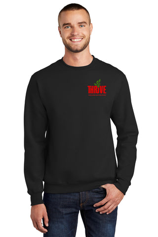 Port & Company® Essential Fleece Crewneck Sweatshirt black screen printed